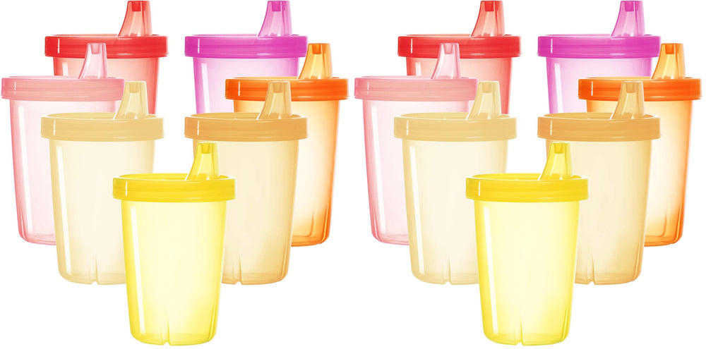 youngever pink sippy cups top view with bite-resistant spout for independent sipping