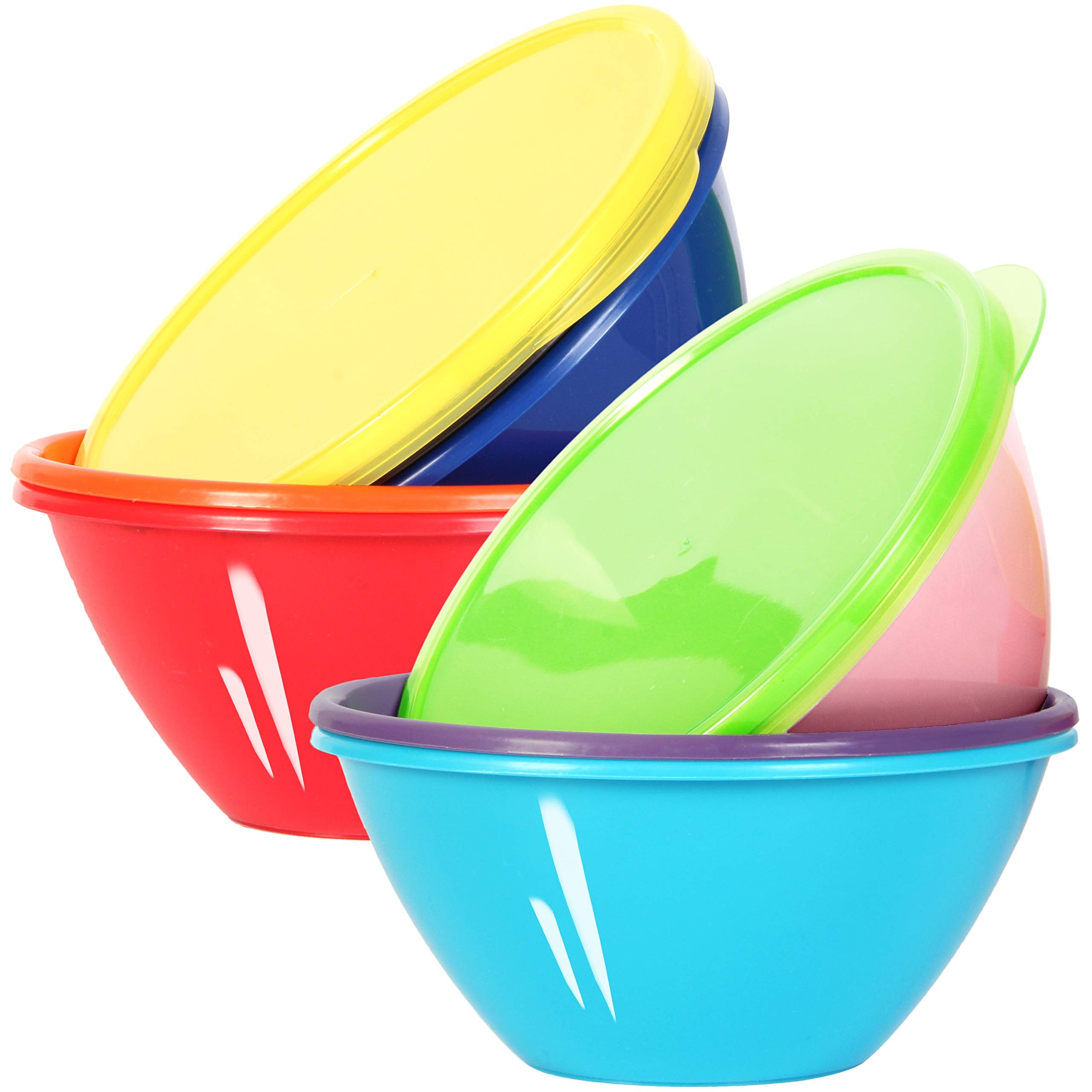 Youngever 32oz bowls with lids in nine colors, ideal for family meals and storage.