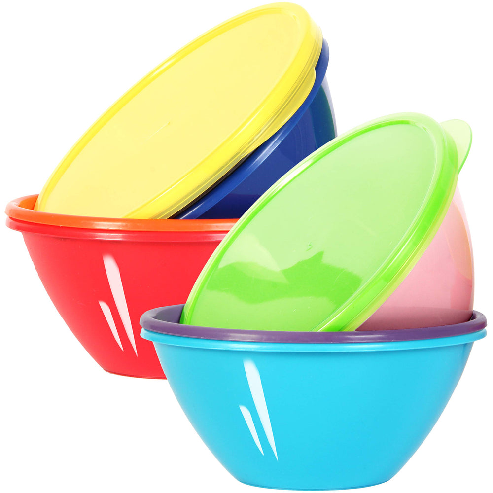 Youngever 32oz bowls with lids in nine colors, ideal for family meals and storage.