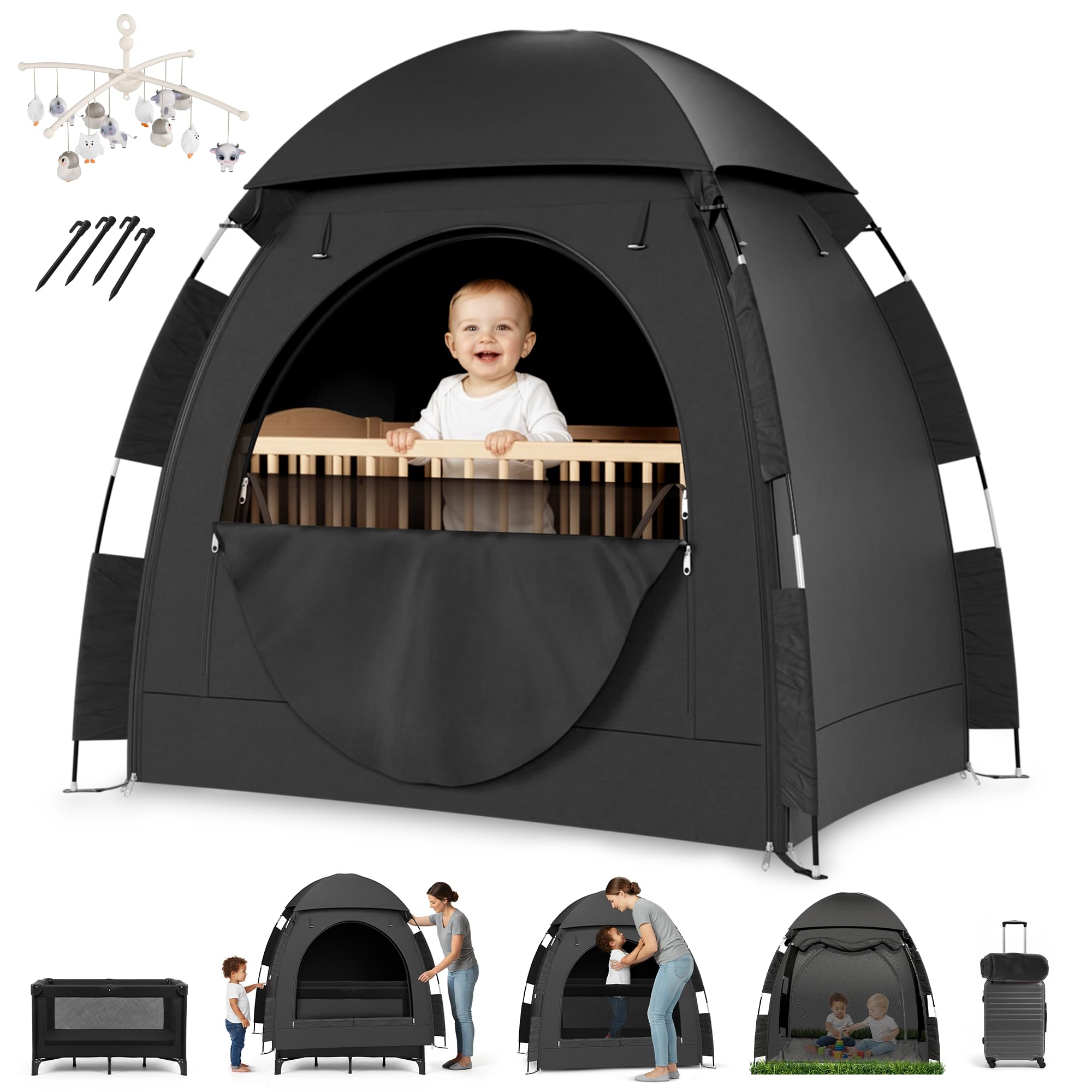 YoungMinds blackout tent with milk-silk fabric offers a gentle, skin-friendly sleep space.