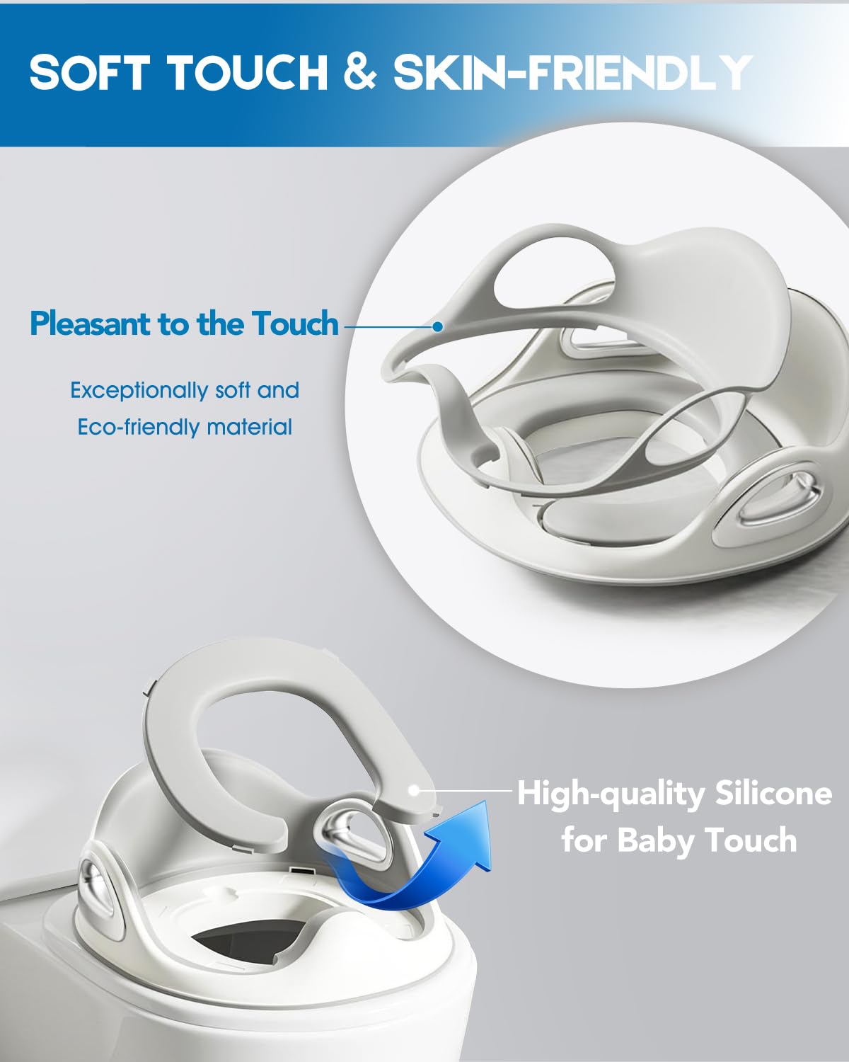 Youocomu potty training seat shows ergonomic design supporting proper posture.