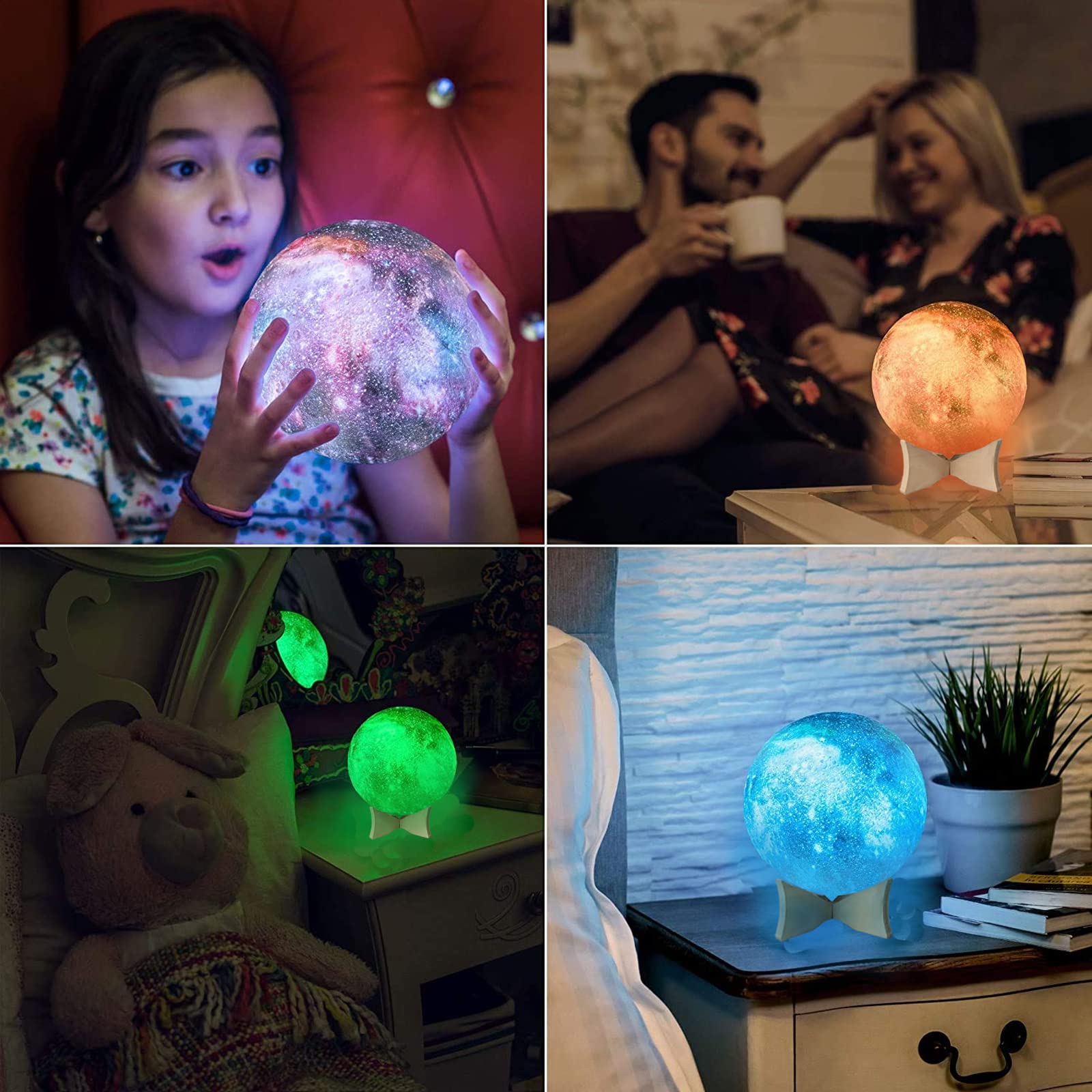 YouOKLight Moon lamp displayed on natural wood bracket for elegant decor.
