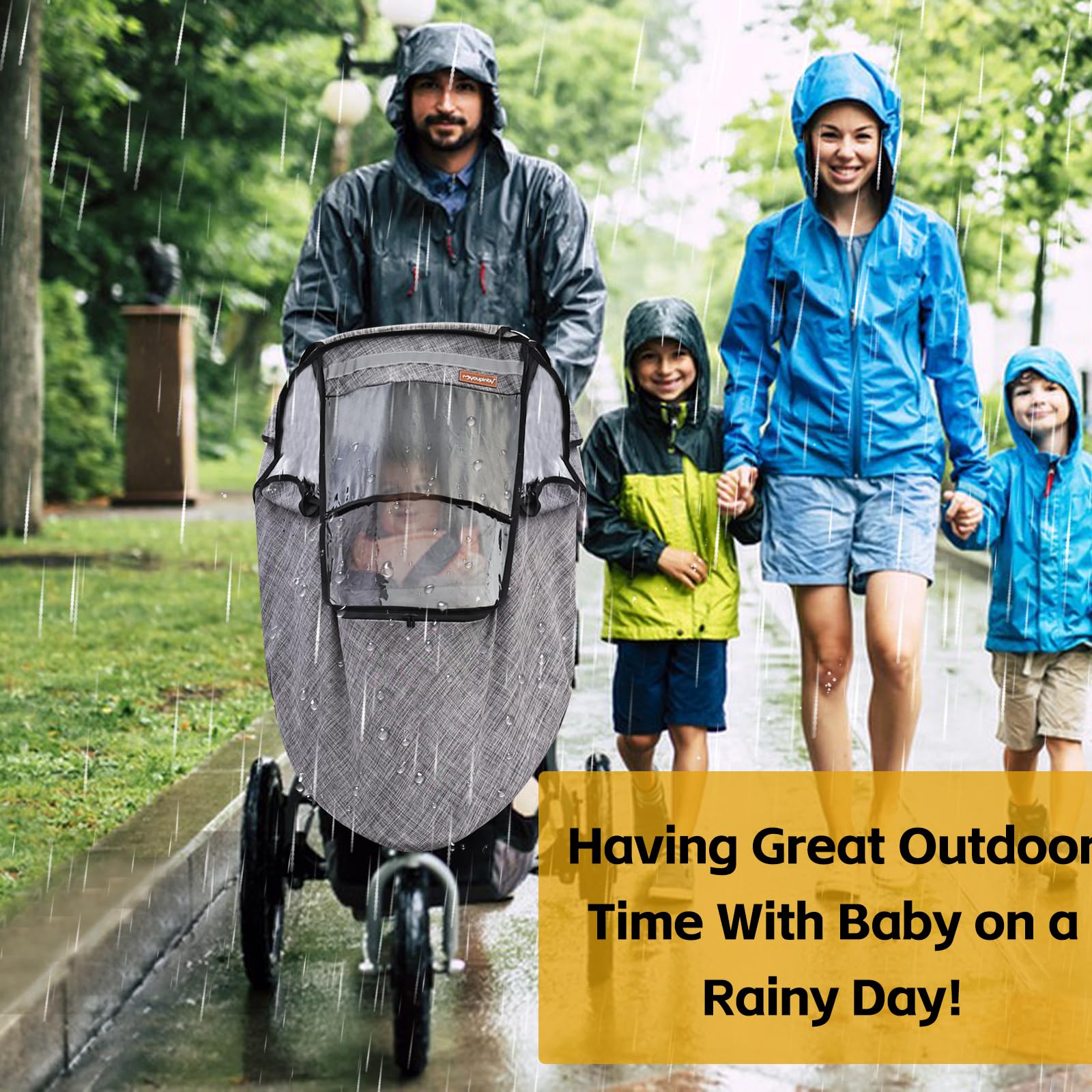 Youpinby quick-install stroller rain cover for easy on-and-off.