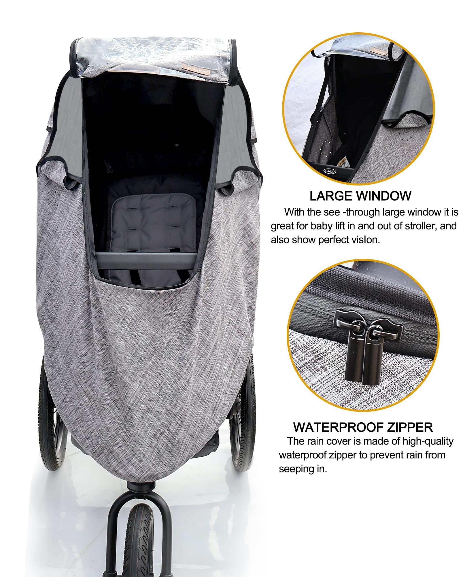 Youpinby universal stroller fit keeps baby dry in rain and light snow.