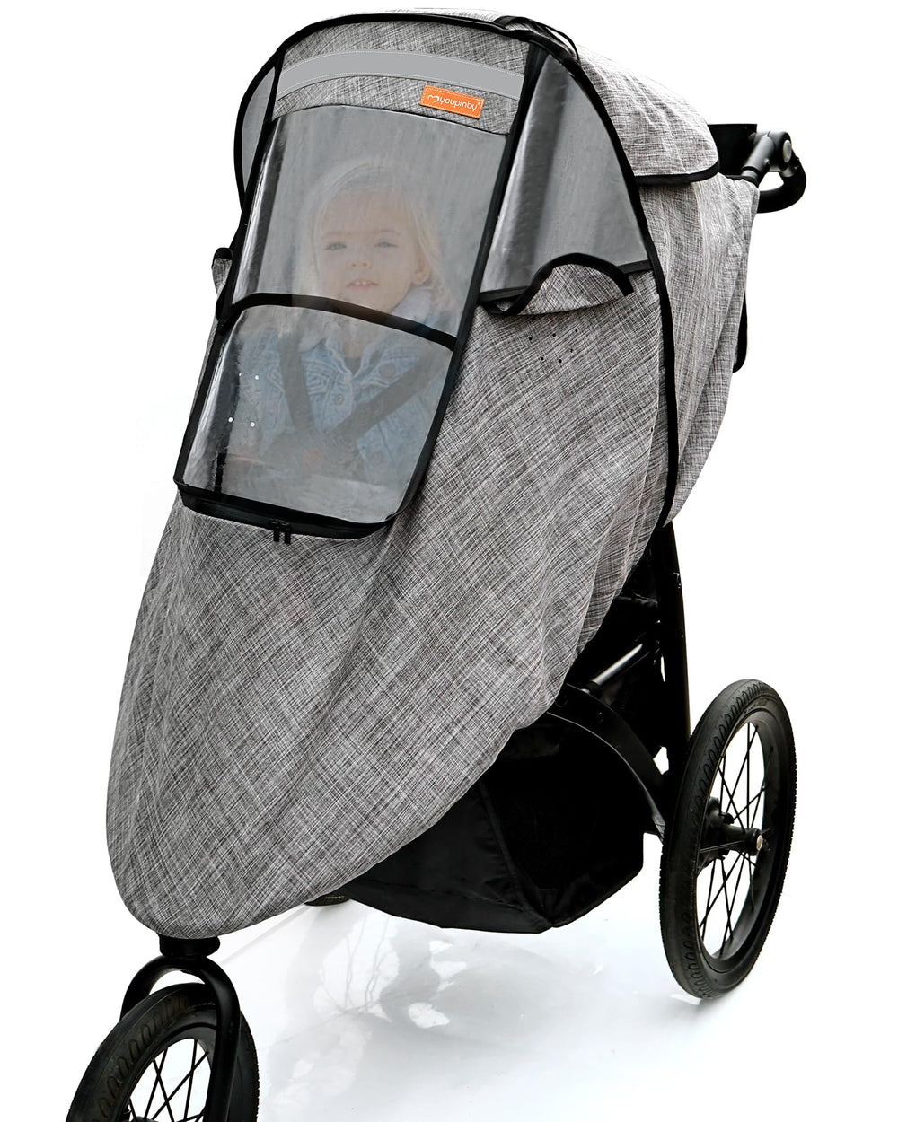 Youpinby stroller rain cover with wide window for easy baby access and visibility.