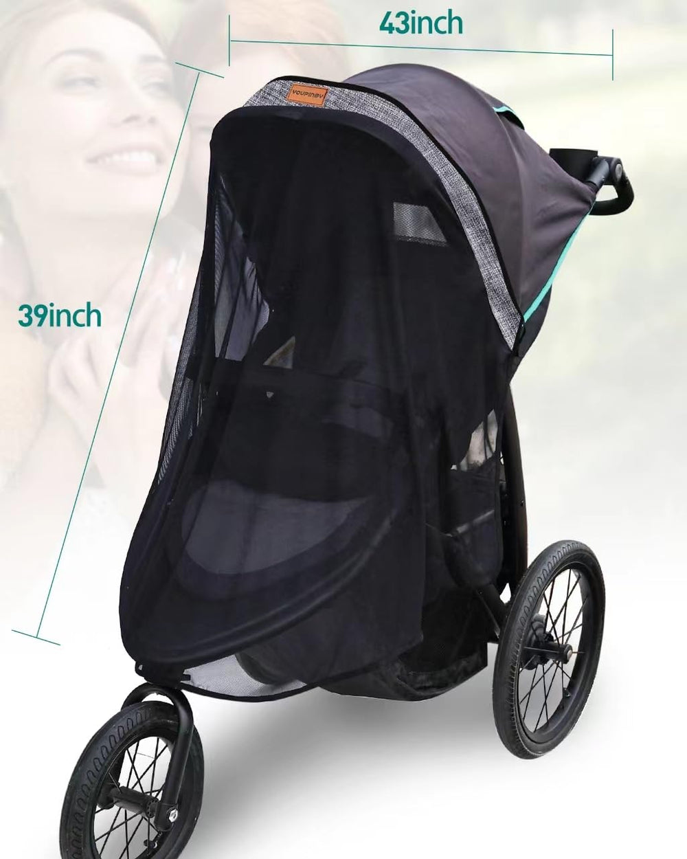 Youpinby Stroller Sun Shade easy installation with five magnetic flaps secures shade to front and back