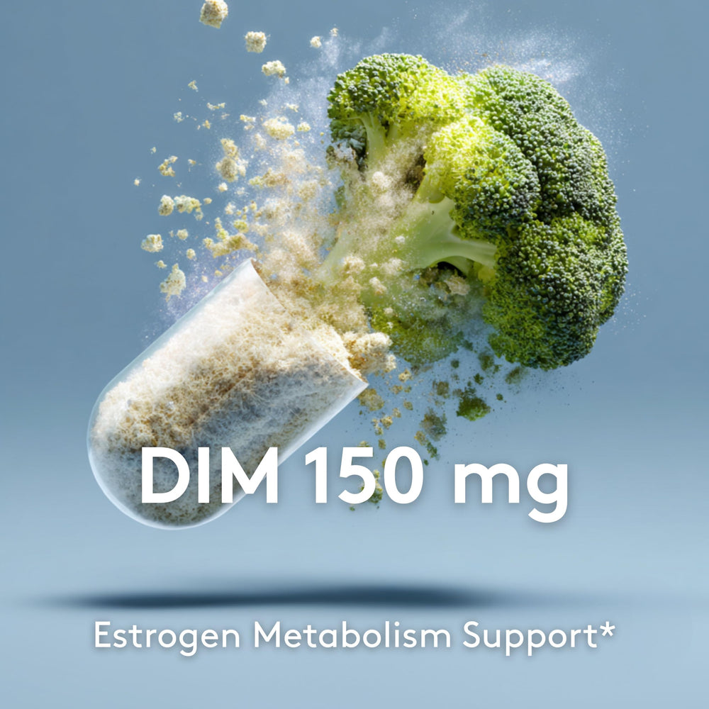 DIM label close-up emphasizing ingredients and non-GMO formulation.