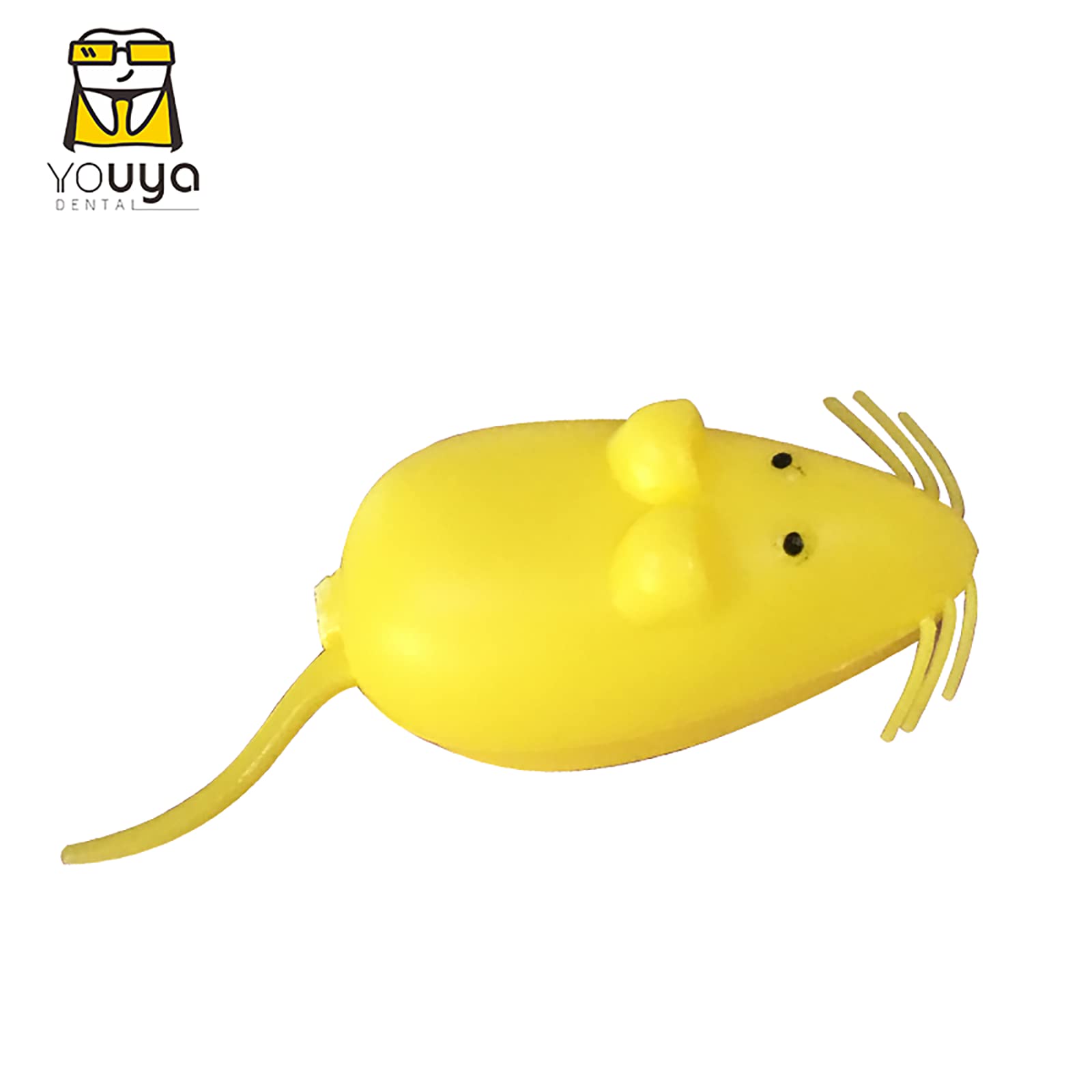 YOUYA DENTAL yellow mouse-shaped box front view, colorful reward keepsake.