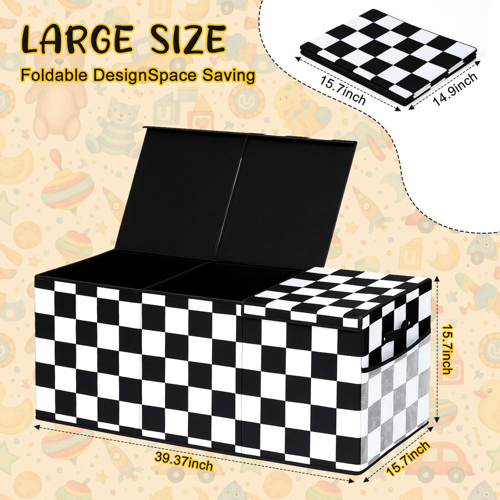 Youyole monster checkered storage box collapsible design saves space when not in use.