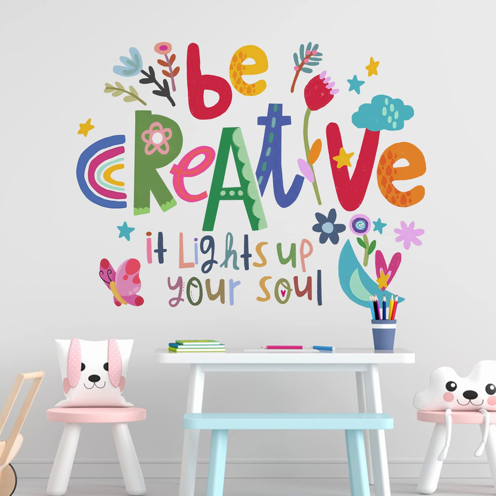 Yovkky Be Creative quote wall decal in color for kids' room decor