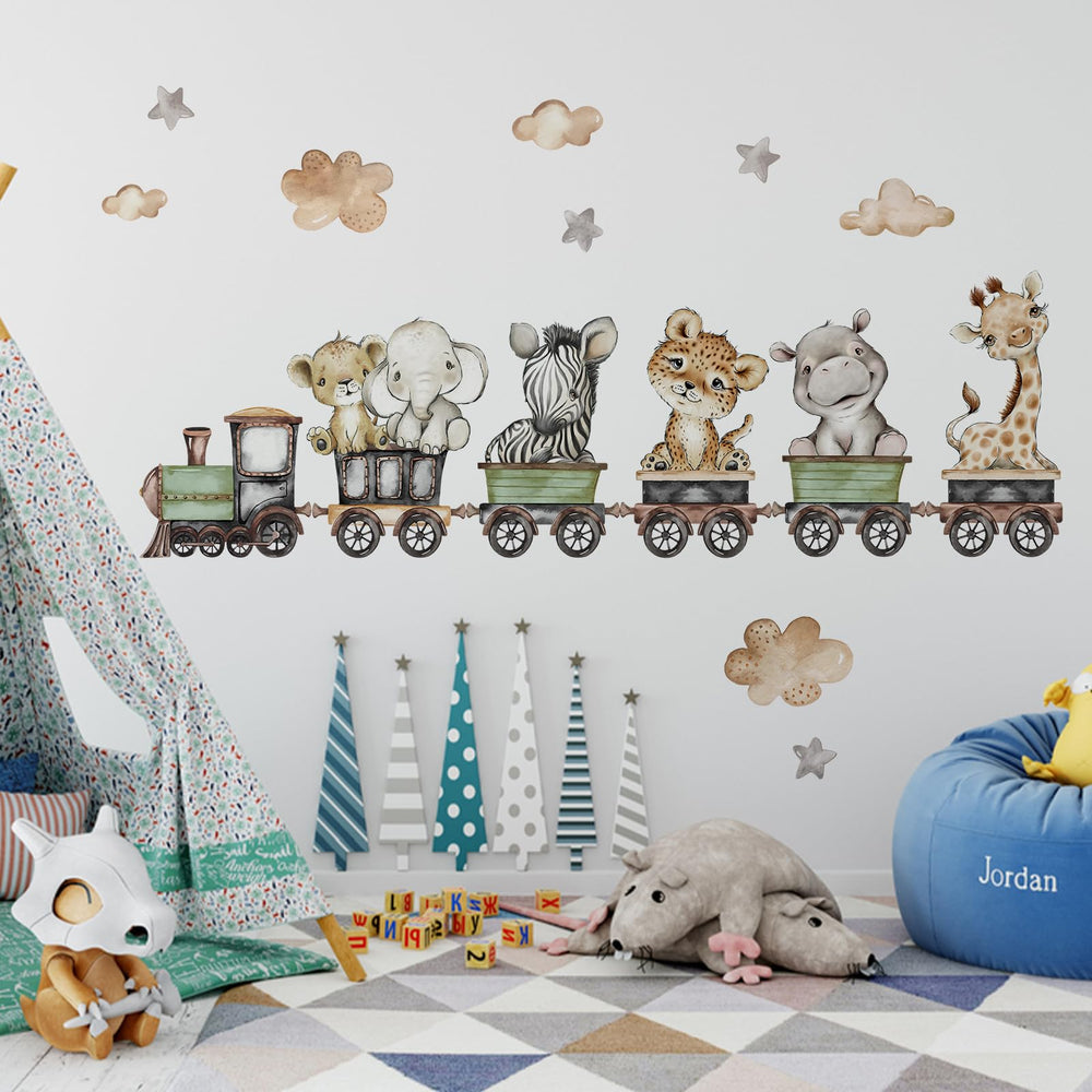 Yovkky safari train decal leopard on train for lively bedroom art.