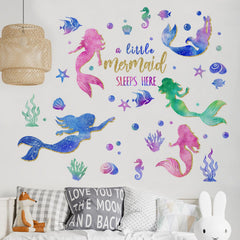 Yovkky seahorse and coral wall decal creates playful undersea decor.
