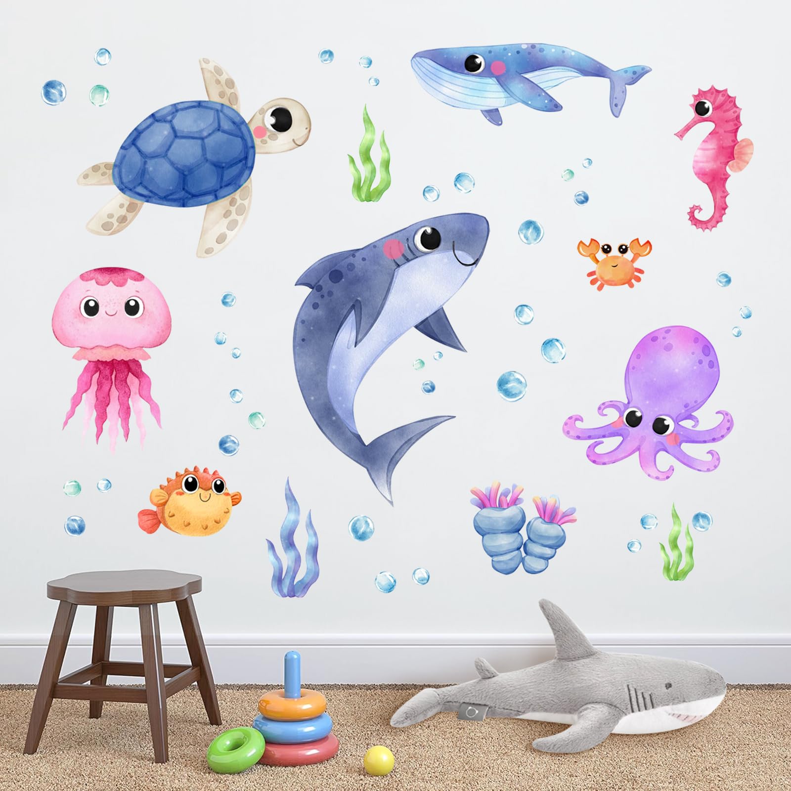 Yovkky Seahorse wall decal kid-friendly ocean decor that’s easy to reposition.