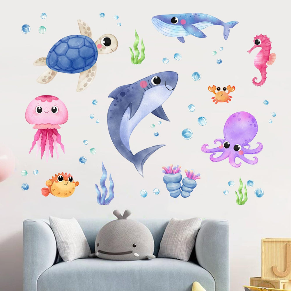 Yovkky Turtle wall decal durable, sea-themed wall art for kids.