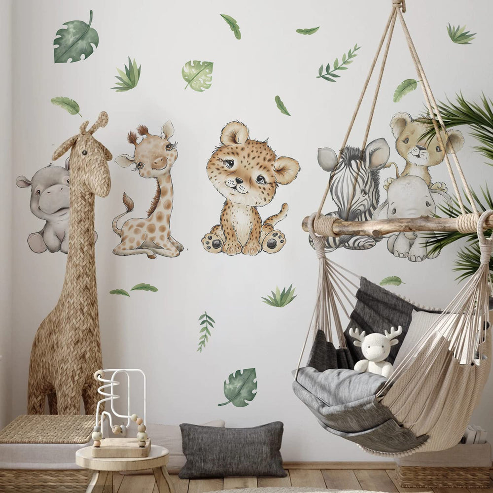 Yovkky palm leaf decal provides a neutral tropical touch for calm walls.