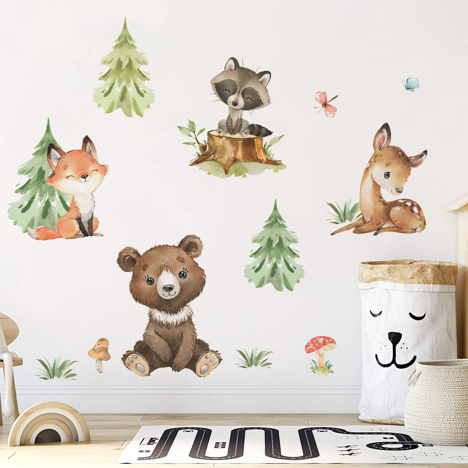 Yovkky woodland bear wall decal for nursery decor and playful walls