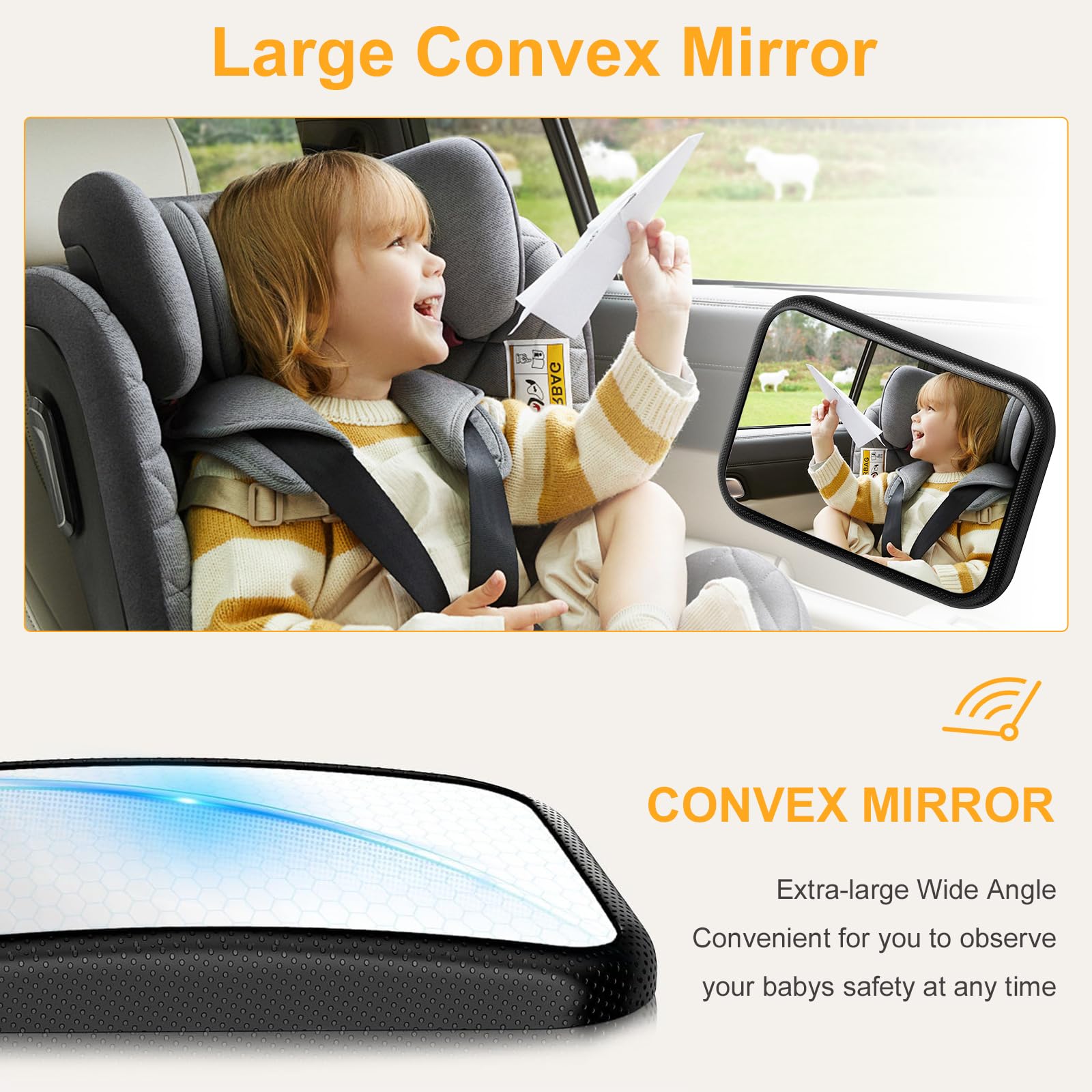 YOVKOK back-seat view helps you monitor your baby.