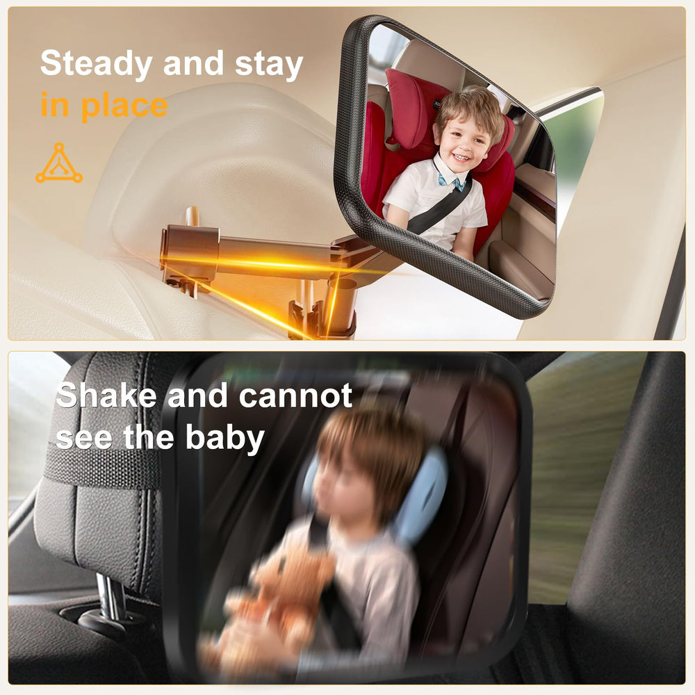 YOVKOK baby car mirror with wide-angle view for rear-facing monitoring.