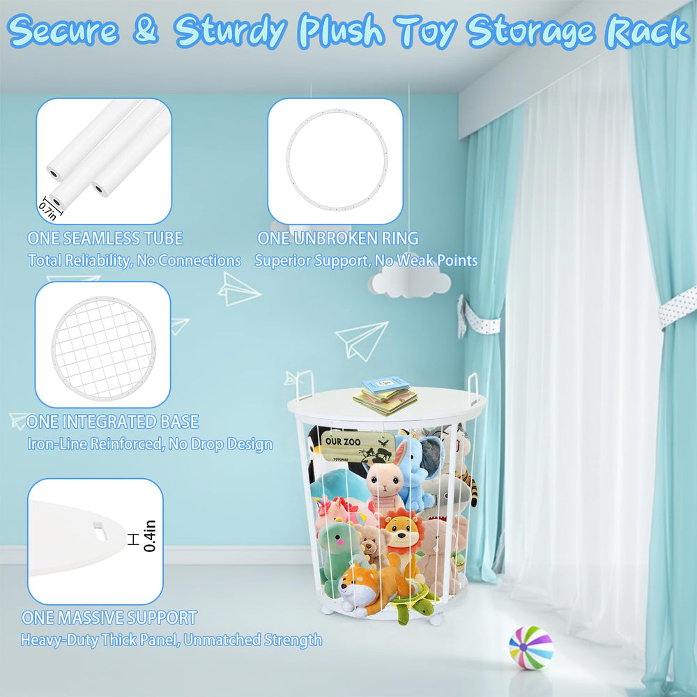 YOVOMEE large capacity plush storage keeps dozens of toys tidy.