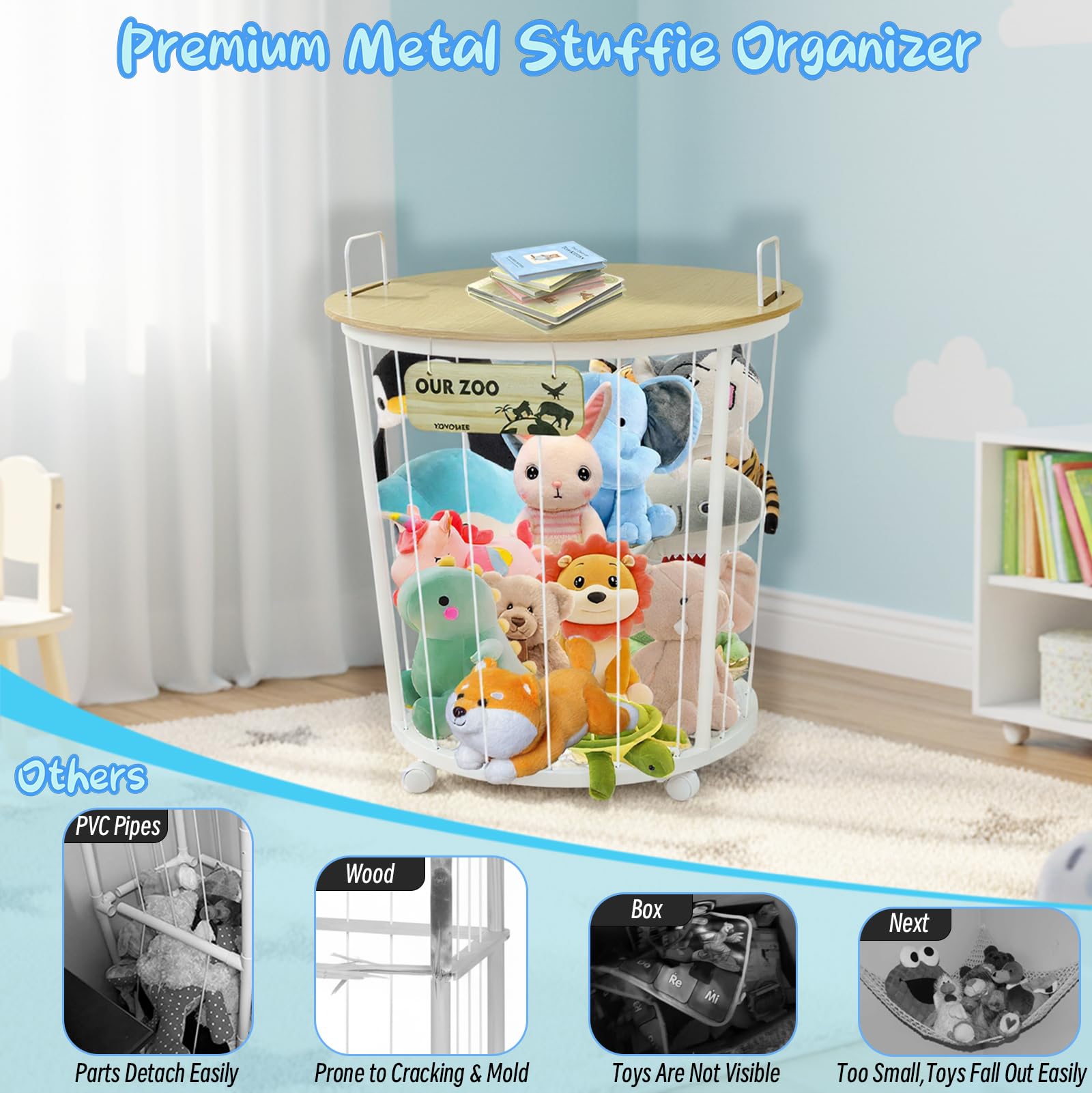 YOVOMEE steel tube frame offers durable support for plush toys