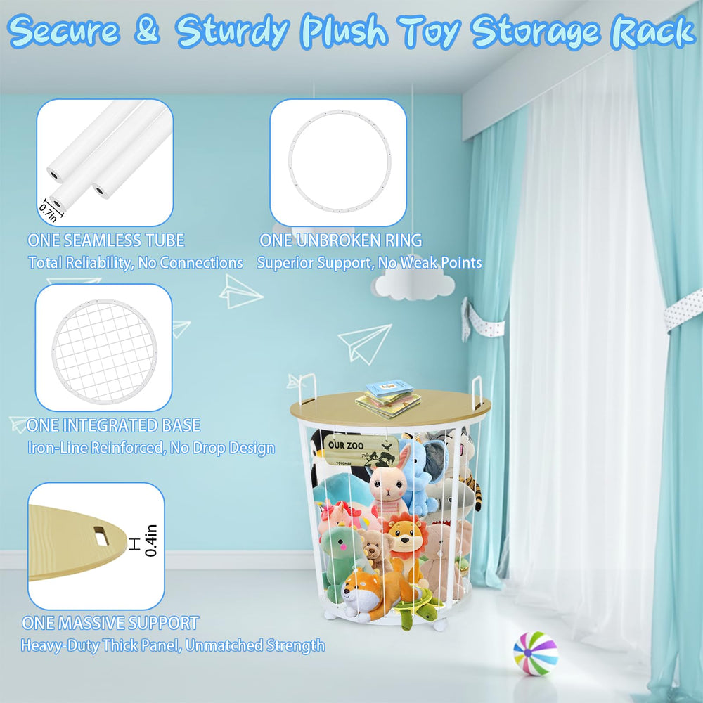 YOVOMEE white wood grain finish storage blends with nursery decor