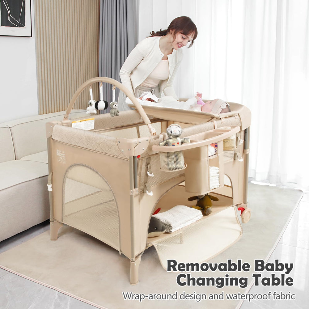 YoYiCuna ASTM-certified pack-and-play ensures safe, sturdy play and sleep