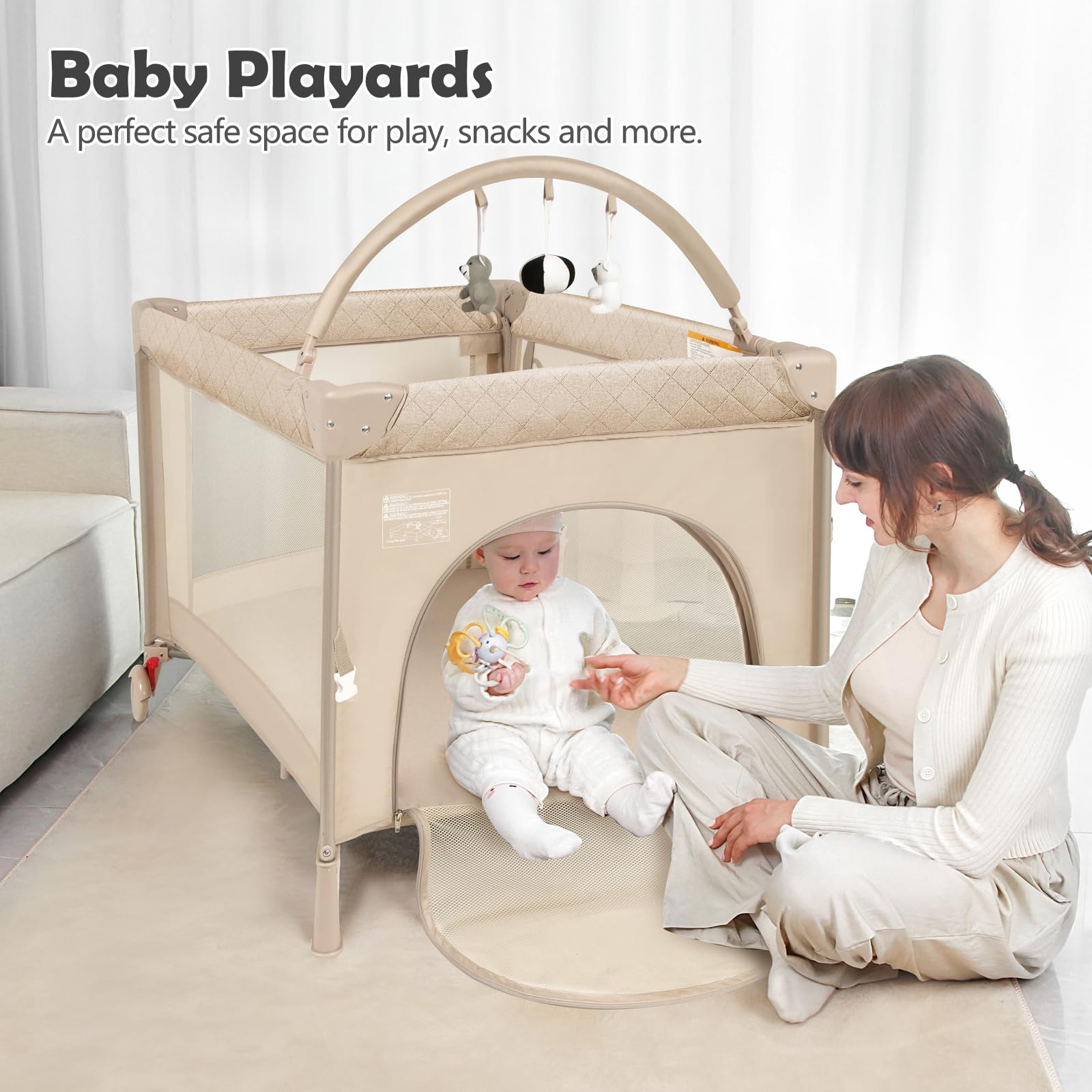 YoYiCuna portable foldable playard fits compact travel bags