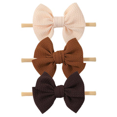 yoyokid beige bow headband with soft nylon fabric, gentle for newborns