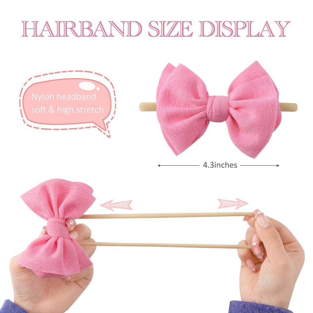 Yoyokid soft nylon headbands with colorful bows for newborns and toddlers.