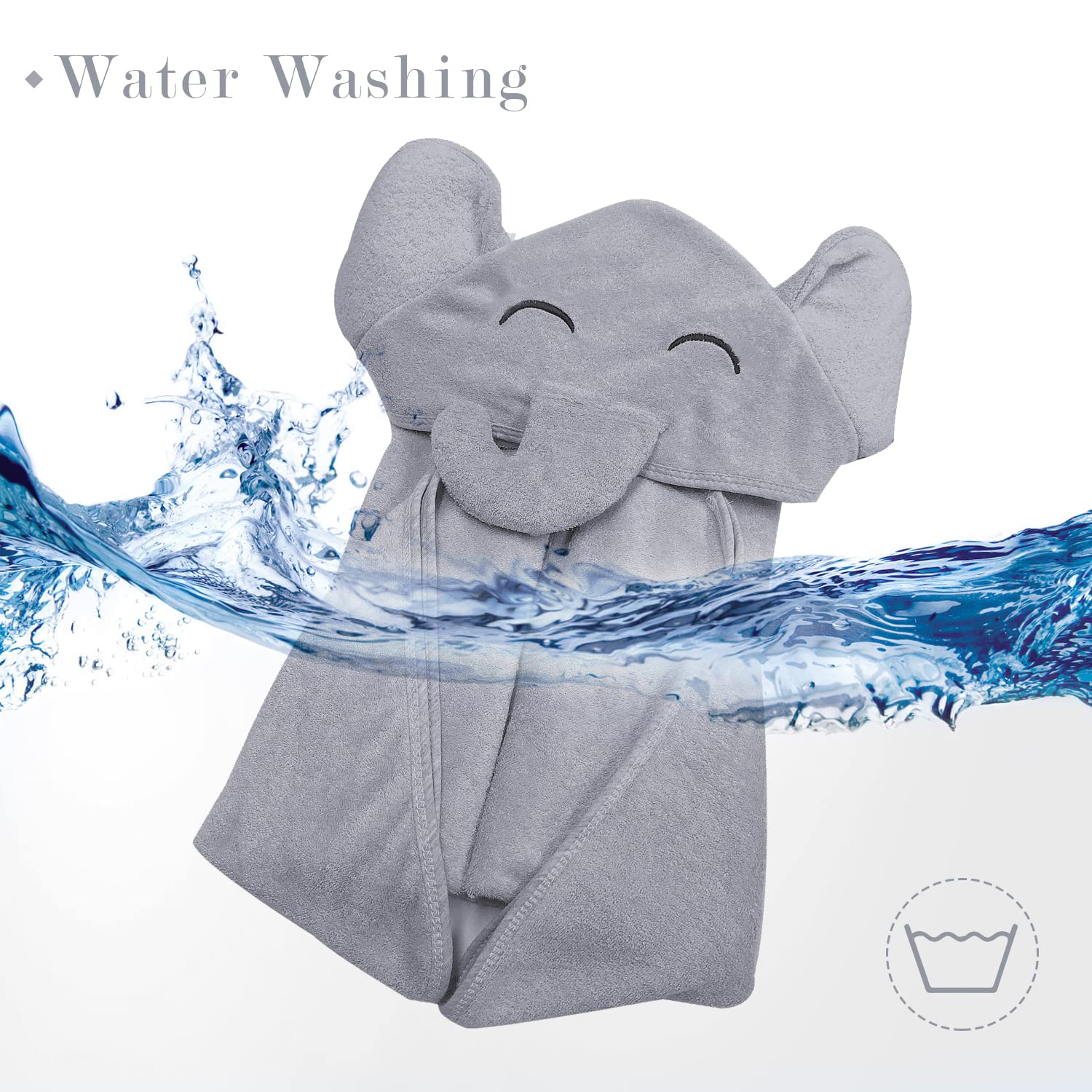 YOYOO newborn towel after bath with elephant hood keeps baby dry.