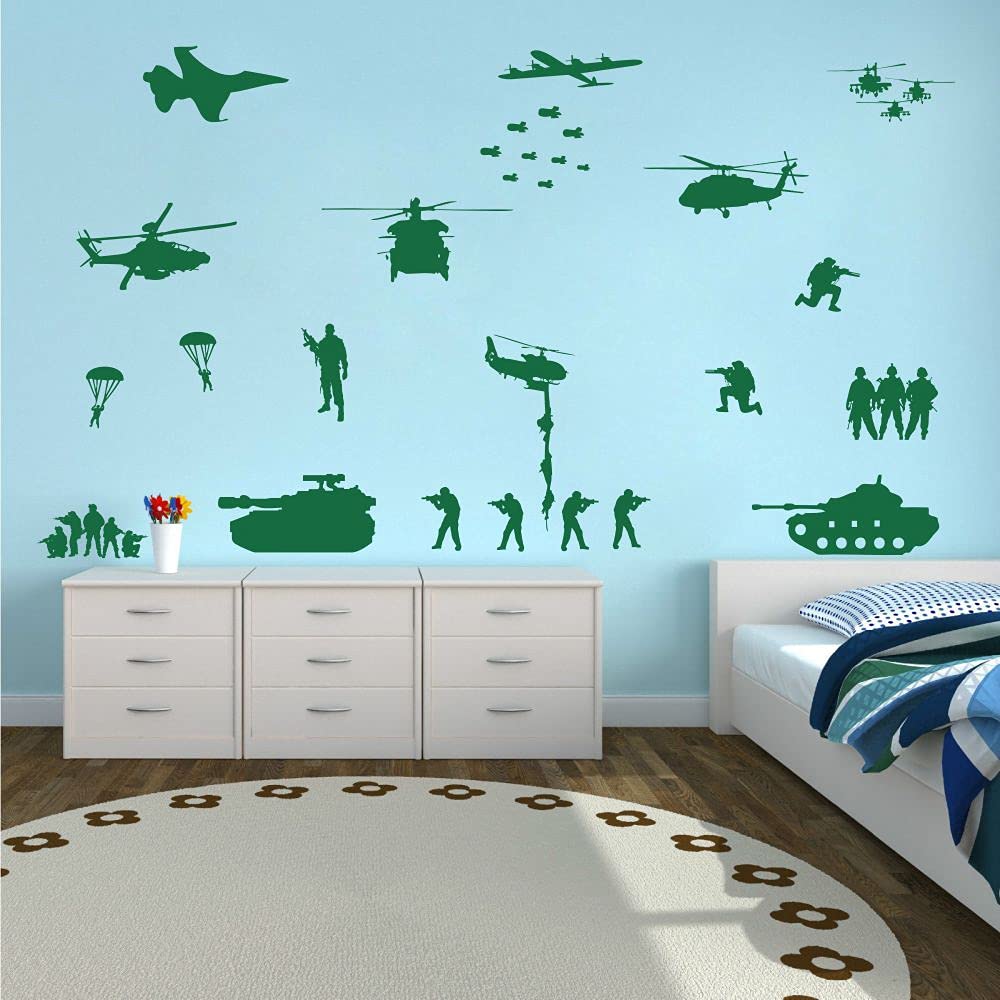 YOYOYU army-soldier-sticker-pack adds action to kids' walls.