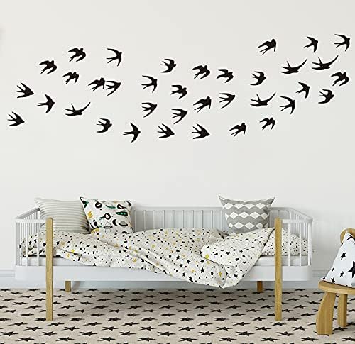 YOYOYU ART HOME DECOR Die-cut vinyl swallows create painterly wall detail.