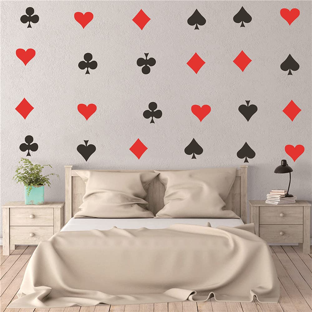 YOYOYU poker cards wall decal 48-piece set in black and red for game room decor