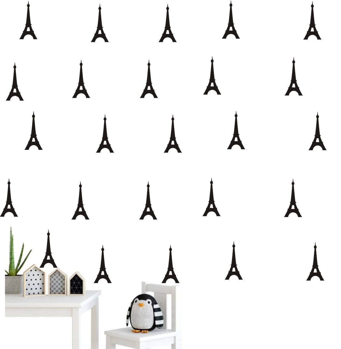 YOYOYU Eiffel Tower wall sticker set creates a playful kids' room focal point.