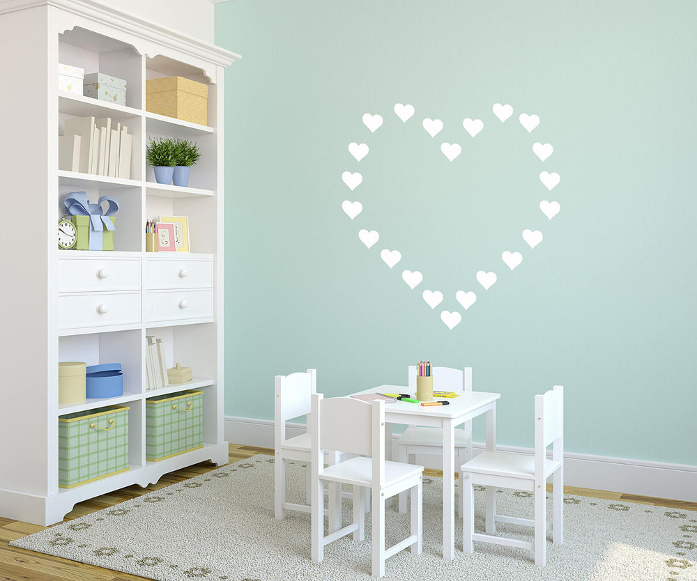 YOYOYU white heart stickers, removable decor for nursery play areas.