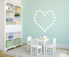 YOYOYU white heart stickers, removable decor for nursery play areas.
