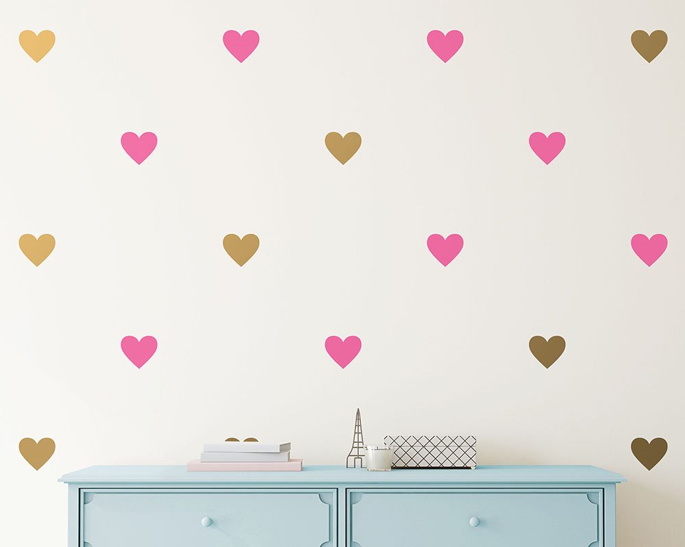 Pastel pink heart decals from YOYOYU ideal for doors and furniture.