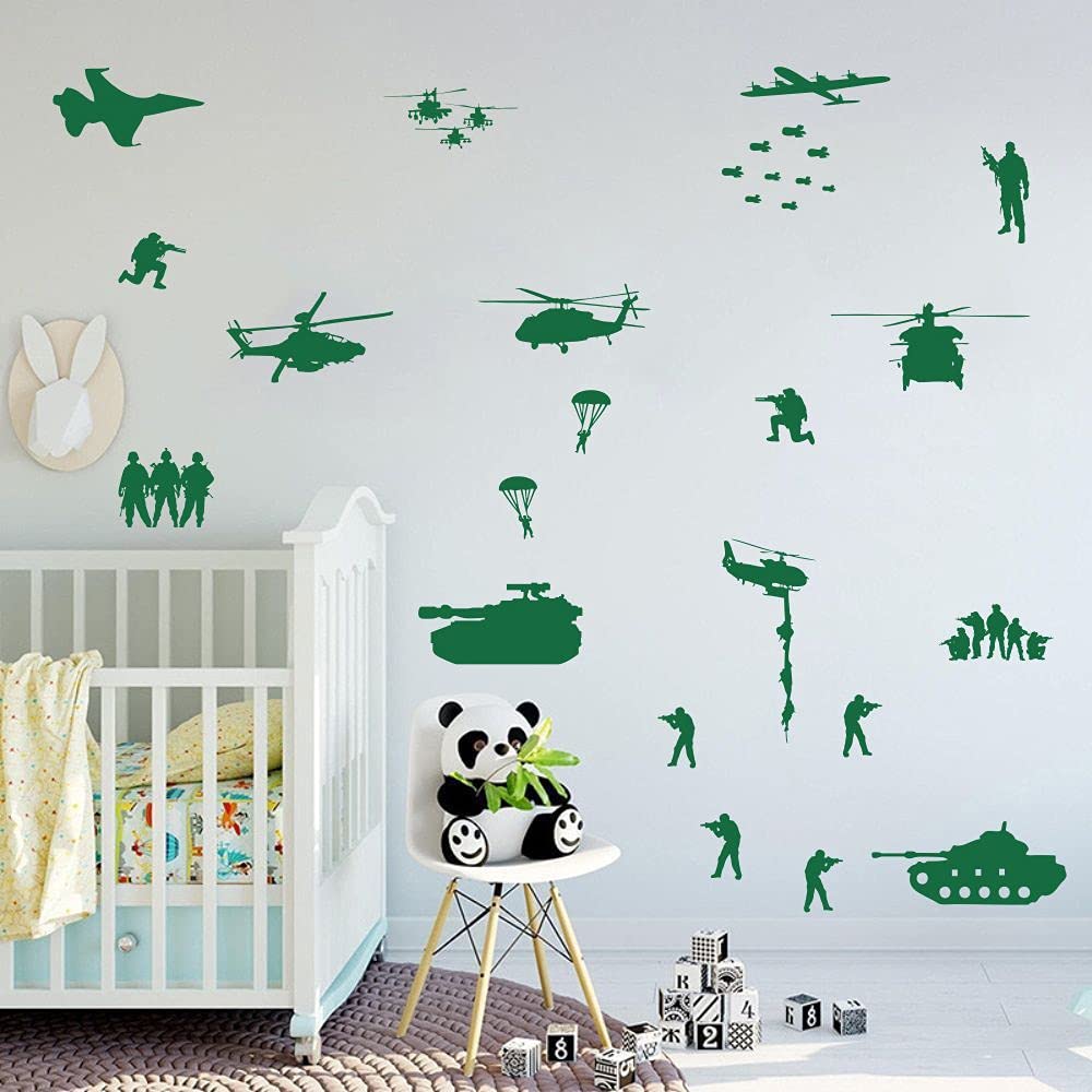 YOYOYU wall decal adhesive for tank and helicopter on smooth surfaces.