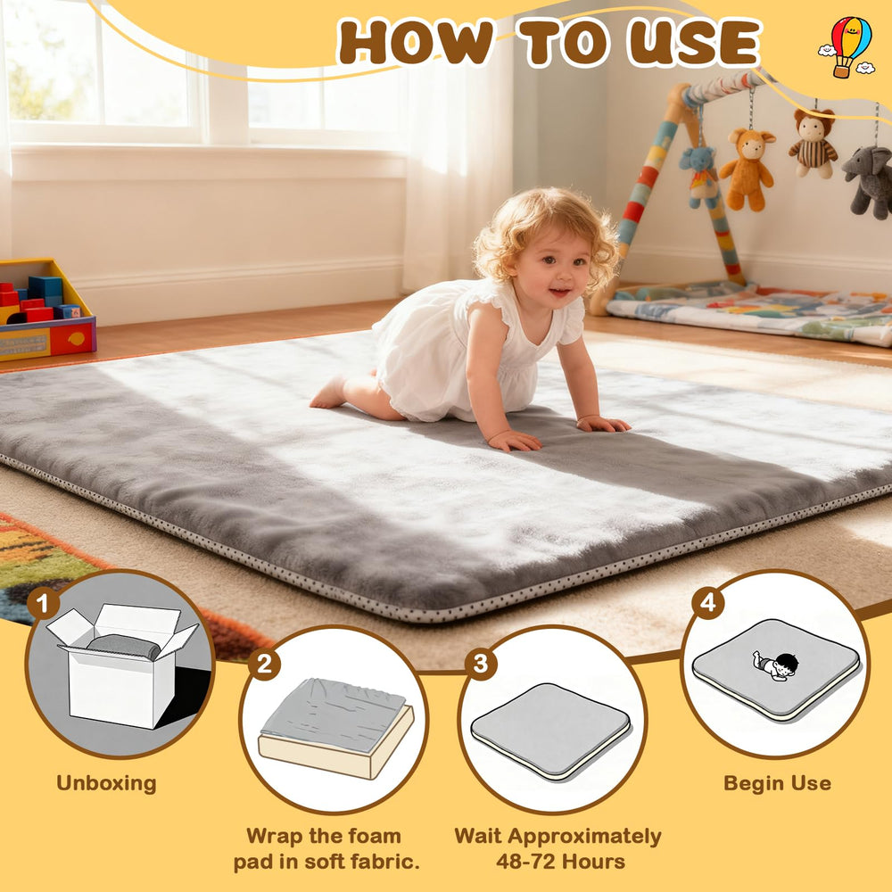 Yozoia Baby Play Mat unboxed showing foam and cover