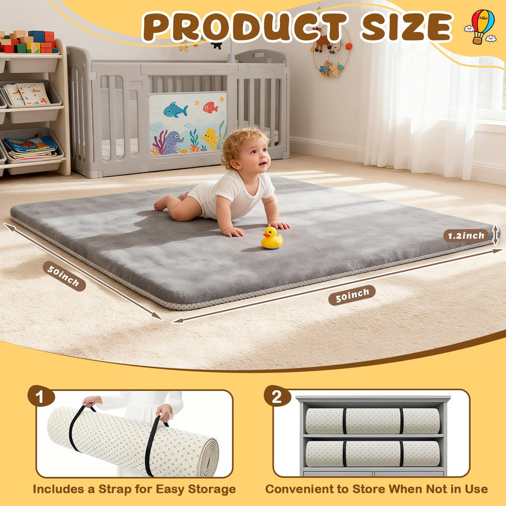 Yozoia Baby Play Mat with non-slip bottom keeps mat in place