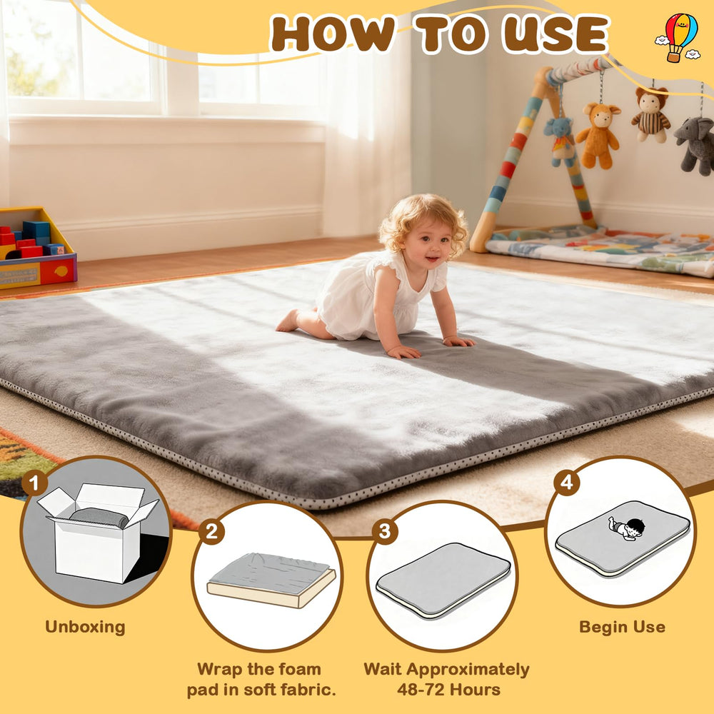 Yozoia Baby Play Mat needs 24–72 hours to regain thickness after opening.