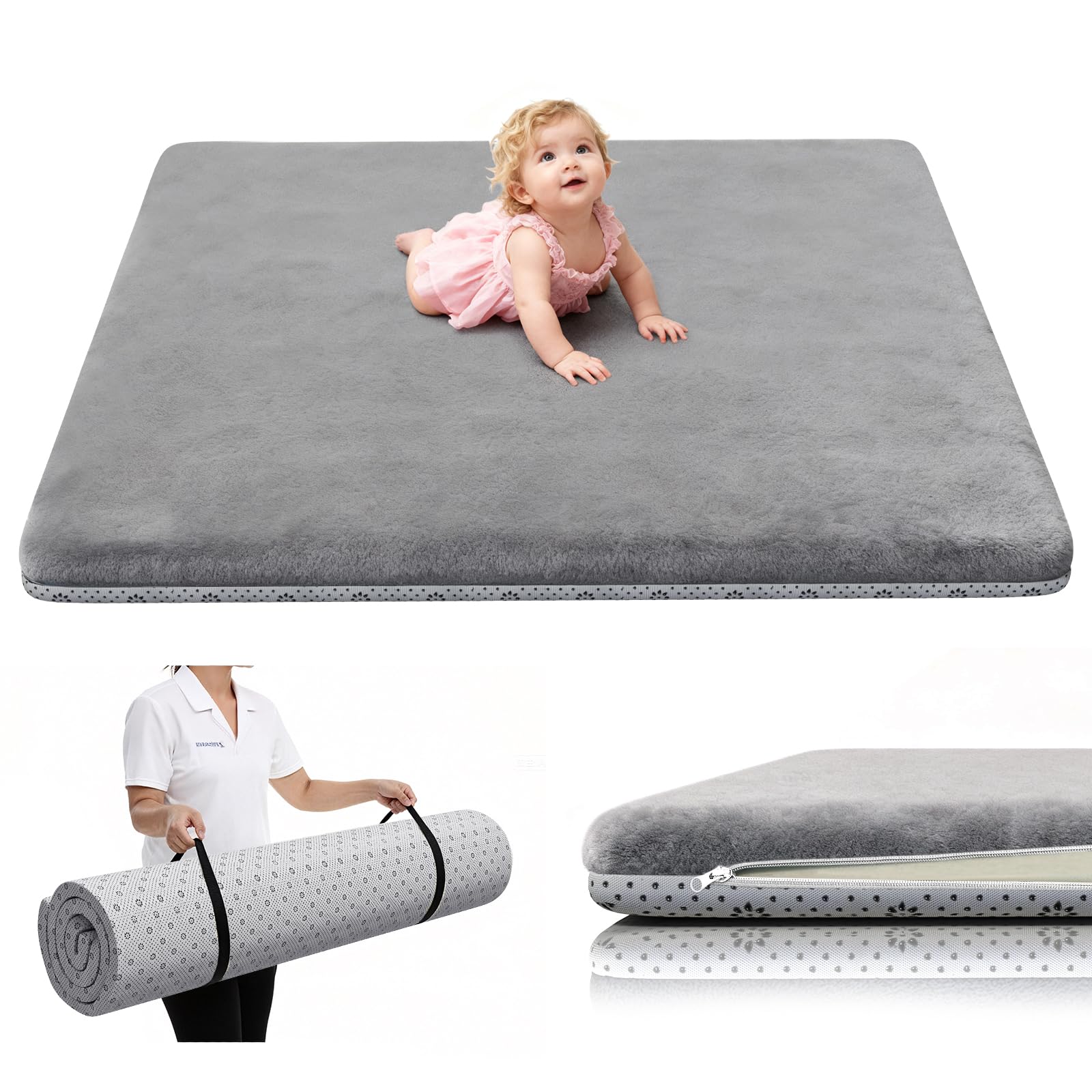Yozoia Baby Play Mat with thick 1.2-inch foam for cushioned play