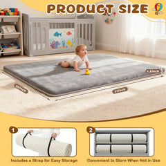 Yozoia Baby Play Mat ultra-soft plush cover for gentle skin contact.
