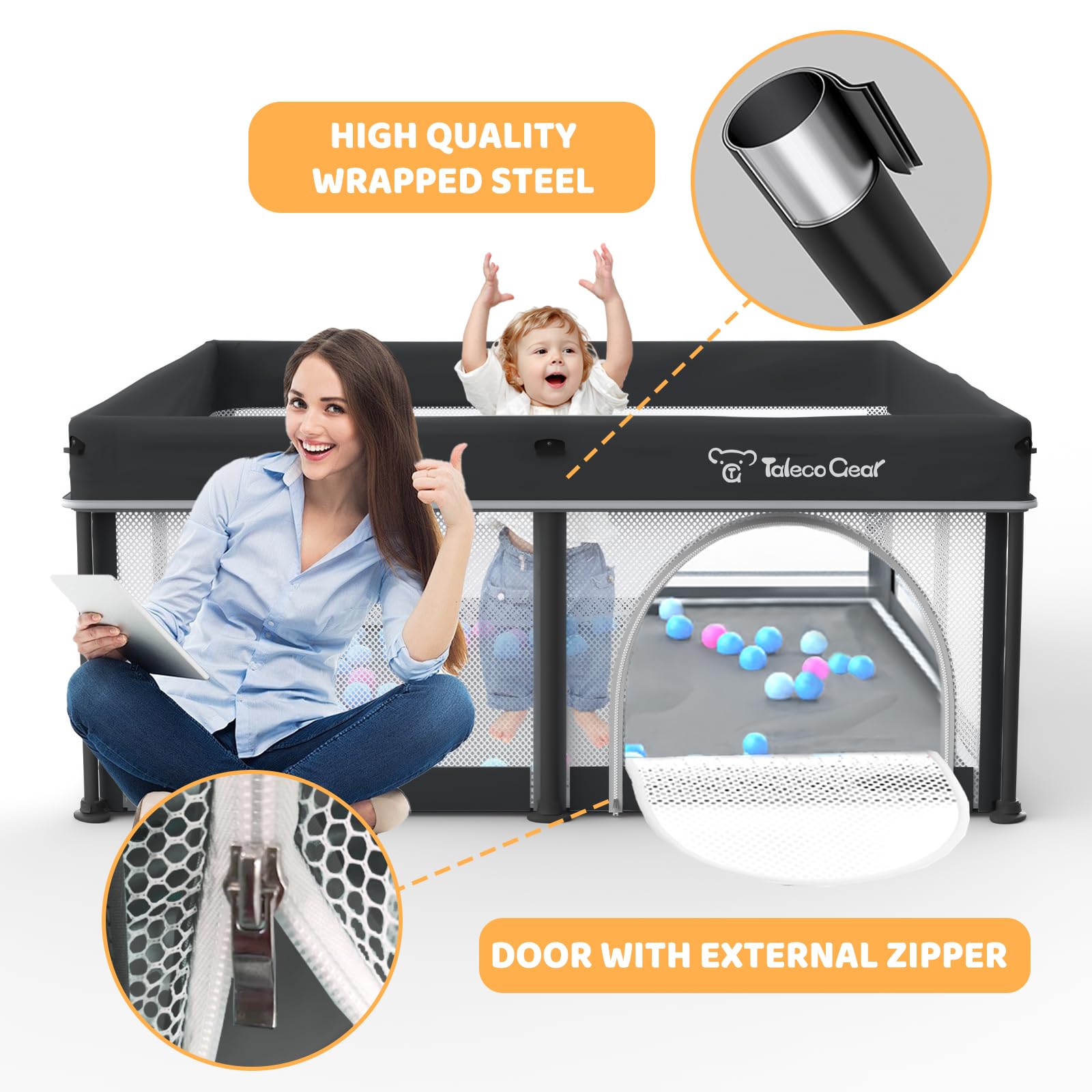 Yozoia Taleco Gear breathable mesh keeps baby in view during playtime.