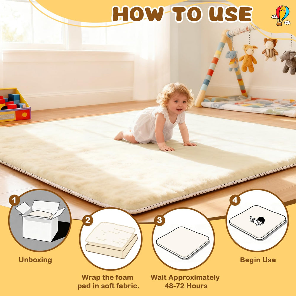 Yozoia Thick Baby Play Mat foldable storage strap for compact portability.