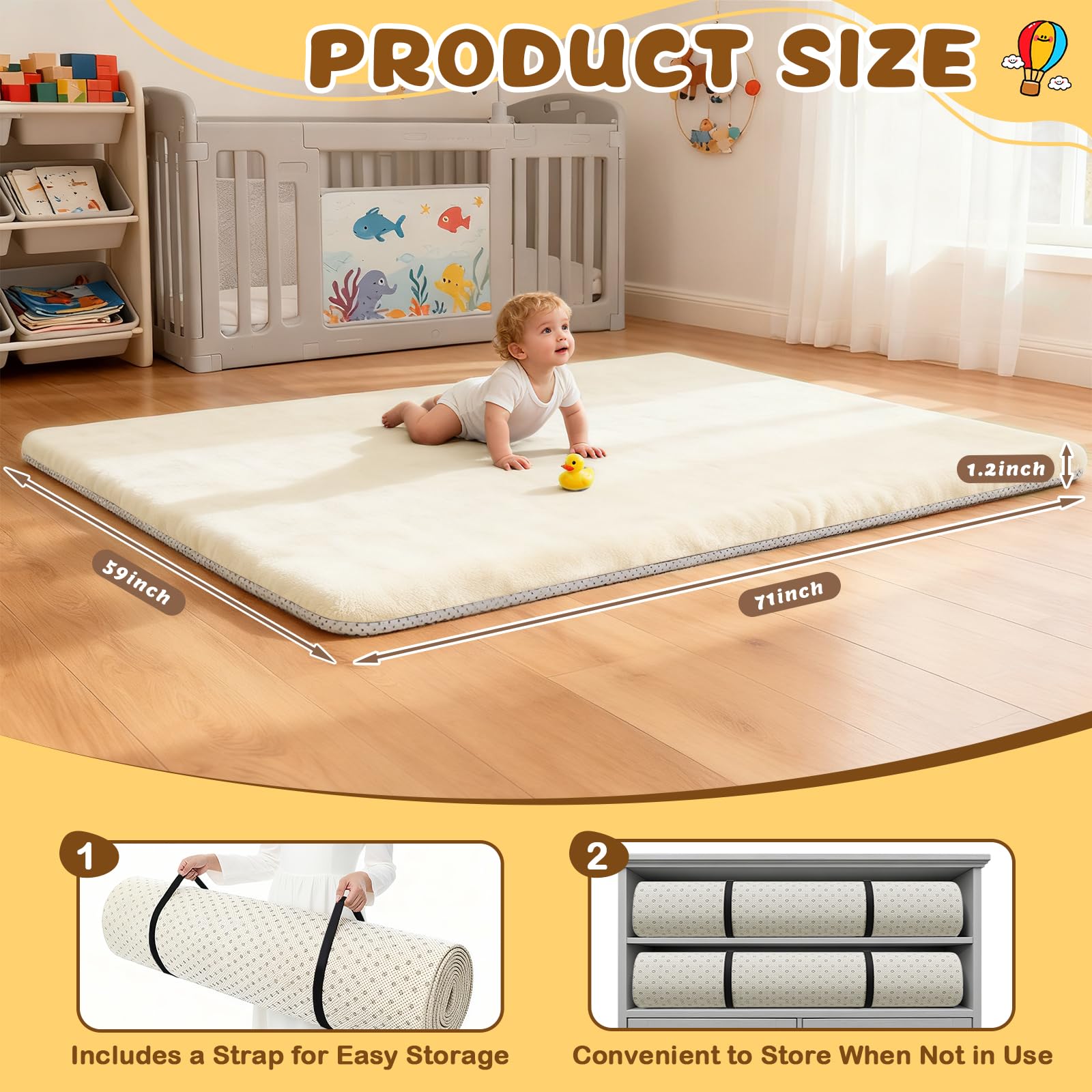 Yozoia Thick Baby Play Mat multi-use setup for playrooms and living rooms.