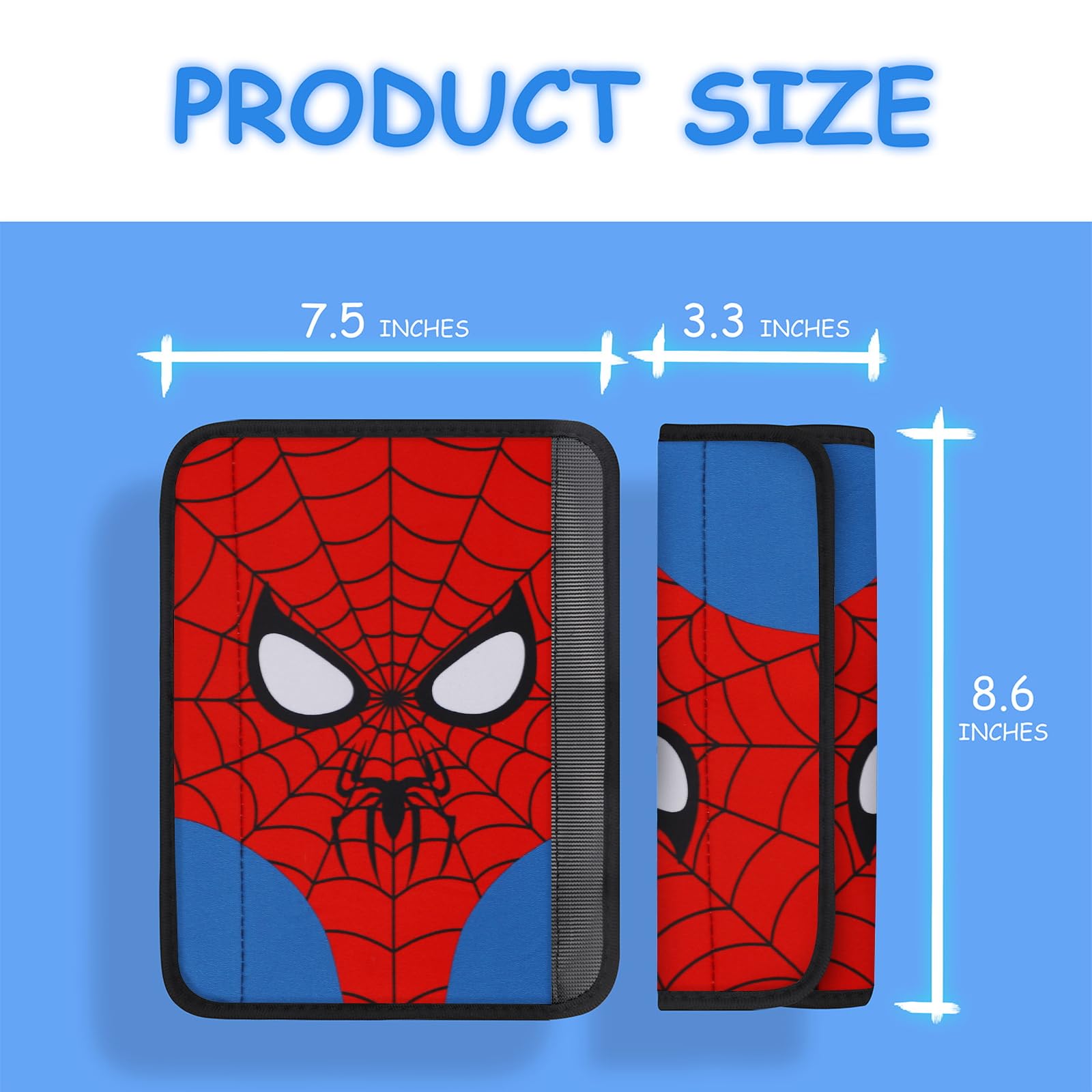 YR seat belt cover features a spider cartoon pattern for playful style