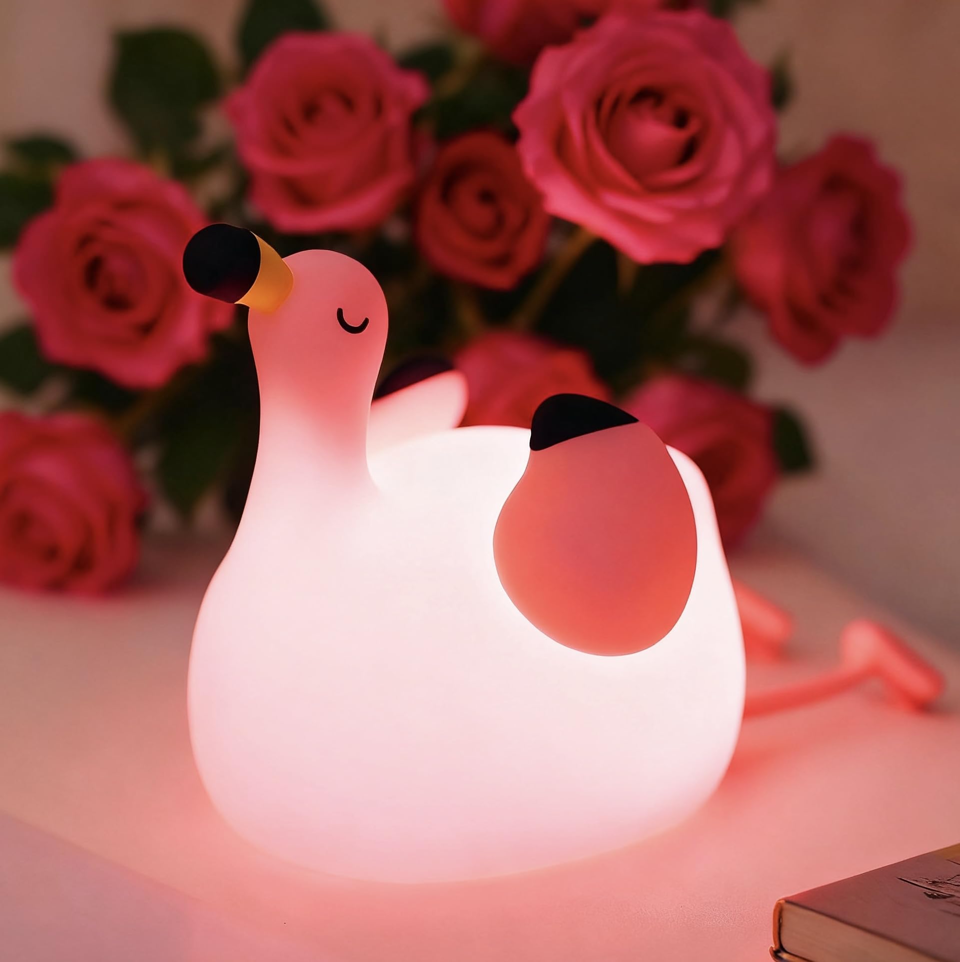 YR YRHH-PET Flamingo night light glows softly for a kid-friendly bedtime routine.