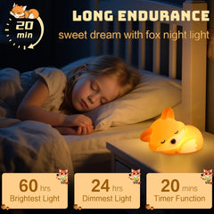 YR YRHH-PET fox night light creates a cozy atmosphere in kids' rooms.