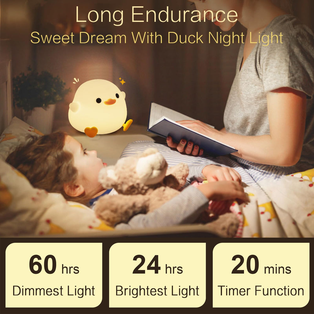 YR YRHH-PET LED duck nursery light creates gentle illumination for bedtime.
